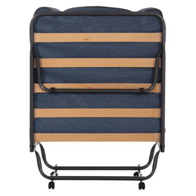 FOLDABLE BED NOBLE HM393.02 METALLIC WITH WHEELS & MATTRESS 9cm IN GREY 80x182x37.5Hcm.