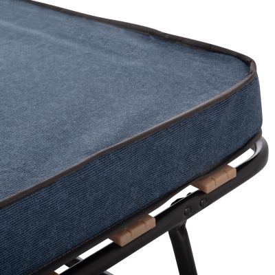 FOLDABLE BED NOBLE HM393.02 METALLIC WITH WHEELS & MATTRESS 9cm IN GREY 80x182x37.5Hcm.