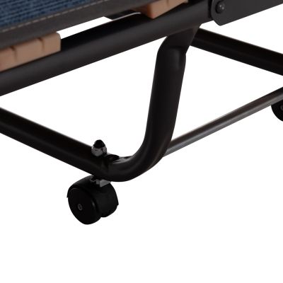 FOLDABLE BED NOBLE HM393.02 METALLIC WITH WHEELS & MATTRESS 9cm IN GREY 80x182x37.5Hcm.