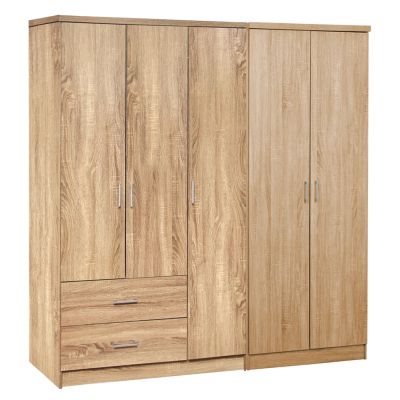 WARDROBE 5-LEAF CAESAR HM21234.02 MELAMINE IN SONAMA COLOR 150x42.5x181Hcm.