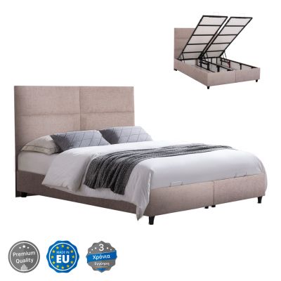 BED WITH STORAGE SPACE MILO HM738.22 BEIGE BOUCLE FABRIC FOR MATTRESS 140x200cm