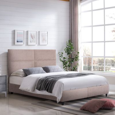 BED WITH STORAGE SPACE MILO HM738.22 BEIGE BOUCLE FABRIC FOR MATTRESS 140x200cm
