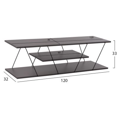 LIVING ROOM COMPOSITION 2PCS TARS HM11771.20 MELAMINE/METAL IN DARK GREY-BLACK