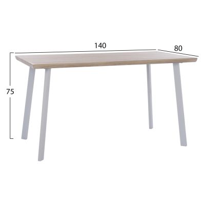 DINING SET 5PCS OFIRA HM10634 MDF TOP IN SONAMA--DINING CHAIRS IN WHITE