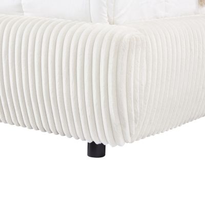 DOUBLE BED WITH STORAGE SPACE KALLY HM729.03 BEIGE FAUX FUR FABRIC--MATTRESS 160x200cm.