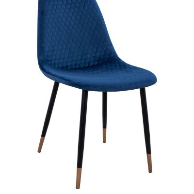 Стол Lucille HM8552.08 форма Velvet Blue с метална конструкция 45x56x81см