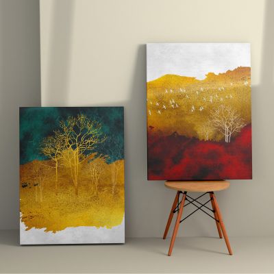 WALL PAINTING 2PCS SERIES GOBI HM4837 PRINTED CANVAS 50x3(thickness)x70Hcm.(x2)