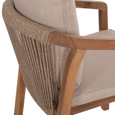 OUTDOOR DINING CHAIR CONTREL HM6244.01 ACACIA WOOD IN NATURAL-ROPE & CUSHIONS IN BEIGE 58x60x74H