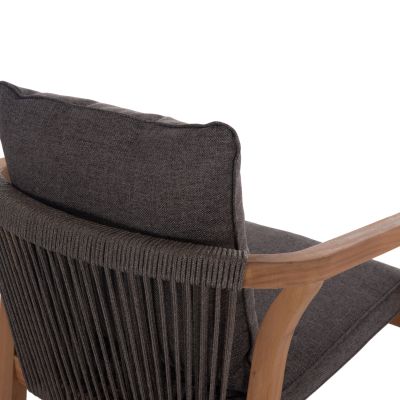 OUTDOOR DINING CHAIR CONTREL HM6244.02 ACACIA WOOD IN NATURAL-ROPE & CUSHIONS IN GREY 58x60x74Hcm.