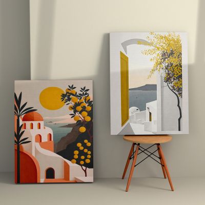 WALL PAINTING 2PCS SERIES GOBI HM4838 PRINTED CANVAS 50x3(thickness)x70Hcm.(x2)
