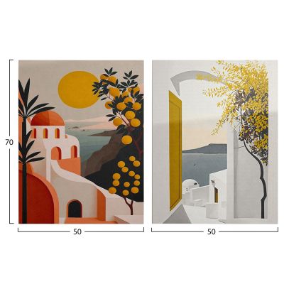 WALL PAINTING 2PCS SERIES GOBI HM4838 PRINTED CANVAS 50x3(thickness)x70Hcm.(x2)