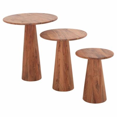 SET 3 ROUND COFFEE TABLES DRENT HM18349 ACACIA WOOD Φ50x60Hcm.