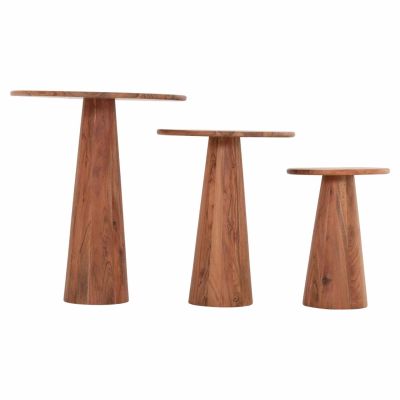 SET 3 ROUND COFFEE TABLES DRENT HM18349 ACACIA WOOD Φ50x60Hcm.