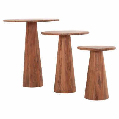 SET 3 ROUND COFFEE TABLES DRENT HM18349 ACACIA WOOD Φ50x60Hcm.