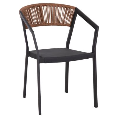 ARMCHAIR ALUMINUM HM5891.01 ANTHRACITE FRAME AND TEXTLINE- BEIGE RATTAN BACKREST 56,5x58x79Hcm.