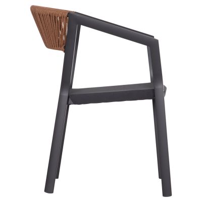 ARMCHAIR ALUMINUM HM5891.01 ANTHRACITE FRAME AND TEXTLINE- BEIGE RATTAN BACKREST 56,5x58x79Hcm.