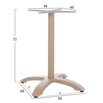 ALUMINUM TABLE BASE HM460.25 CAPPUCCINO MATTE 68x68x72Hcm. CROSS 48x48cm.