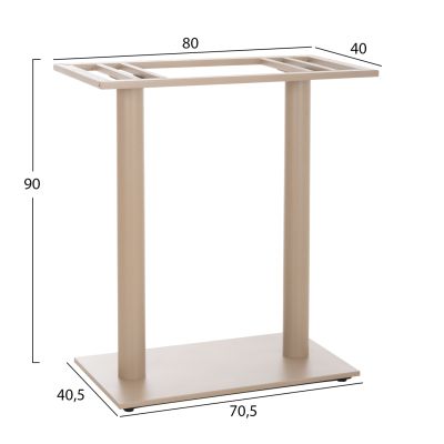 BAR TABLE BASE MED.HEIGHT 2-COLUMN HM478.25 METAL IN CAPPUCCINO MATTE 80x40.5x90Hcm.