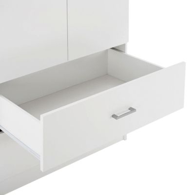 WARDROBE 4-LEAF WITH 4 DRAWERS REINA HM21258 MELAMINE IN WHITE 160x42.5x180.5Η