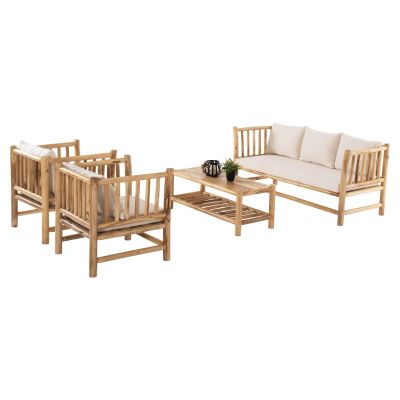 OUTDOOR LOUNGE SET 4PCS EDDARD HM9340.25 SOLID TEAK NATURAL-WHITE