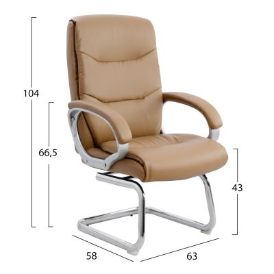 CONFERENCE ARMCHAIR SEMI-SWIVEL ZAMORA HM1088.09 CAMEL COLOR PU LEATHER 63x58x104Hcm.
