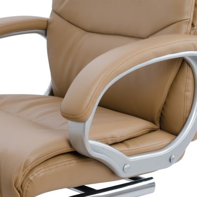 CONFERENCE ARMCHAIR SEMI-SWIVEL ZAMORA HM1088.09 CAMEL COLOR PU LEATHER 63x58x104Hcm.