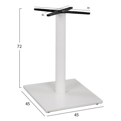 Метална основа Бяла матова 45x45x70 с кръст 45x45 и регулатори HM438.02