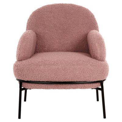 КРЕСЛО AGNES HM9525.22 ДЪСТИ РОЗОВ МАТЕРИАЛ ОТ БУКЛЕ-ЧЕРНИ МЕТАЛНИ КРАКА 74x71x83Hcm.