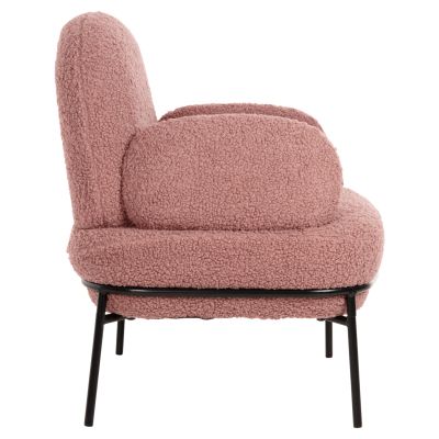 КРЕСЛО AGNES HM9525.22 ДЪСТИ РОЗОВ МАТЕРИАЛ ОТ БУКЛЕ-ЧЕРНИ МЕТАЛНИ КРАКА 74x71x83Hcm.