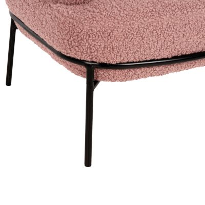 КРЕСЛО AGNES HM9525.22 ДЪСТИ РОЗОВ МАТЕРИАЛ ОТ БУКЛЕ-ЧЕРНИ МЕТАЛНИ КРАКА 74x71x83Hcm.