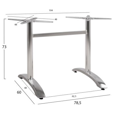 Aluminum base 2 legs HM461.03 Chromed 78,5x60x73cm