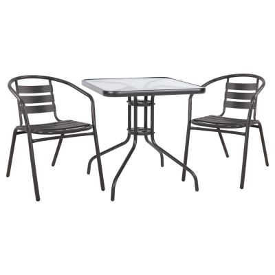 Комплект 3 части с маса Figo 70x70x72 и кресла Laura сив цвят HM10469