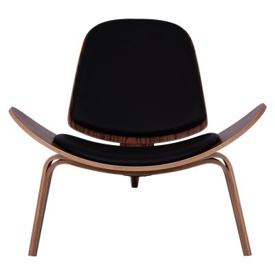 Armchair SUPERIOR PLUS HM1128.01 WALNUT color with black cushion PU 89x83x76H cm