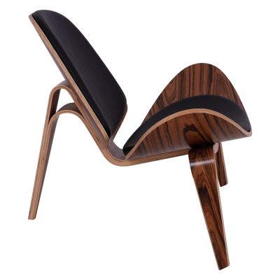 Armchair SUPERIOR PLUS HM1128.01 WALNUT color with black cushion PU 89x83x76H cm