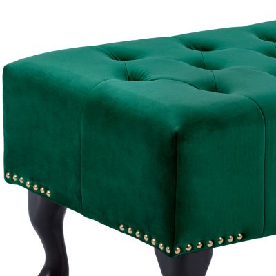 PIANO STOOL T.CHESTERFIELD EMMA HM226.03 CYPRESS GREEN VELVET-BLACK LEGS 80x45x40Hcm.