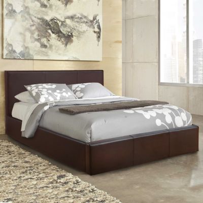 DOUBLE BED WITH MATTRESS BOBBI HM21271.02 BROWN PU WITH STORAGE SPACE--FOR 150X200cm.