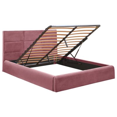 DOUBLE BED WITH MATTRESS BRILEY HM21272.02 DUSTY PINK VELVET WITH STORAGE SPACE--FOR 160x200cm