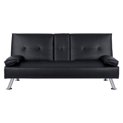 Bed Sofa from black PU 165x76,5x79cm and folding arm HM3157.01
