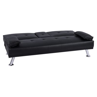 Bed Sofa from black PU 165x76,5x79cm and folding arm HM3157.01
