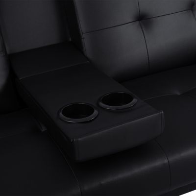 Bed Sofa from black PU 165x76,5x79cm and folding arm HM3157.01