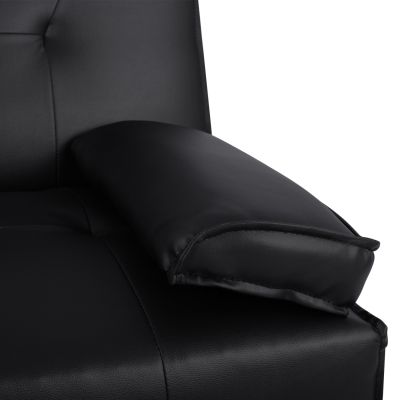 Bed Sofa from black PU 165x76,5x79cm and folding arm HM3157.01