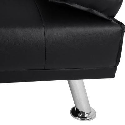 Bed Sofa from black PU 165x76,5x79cm and folding arm HM3157.01