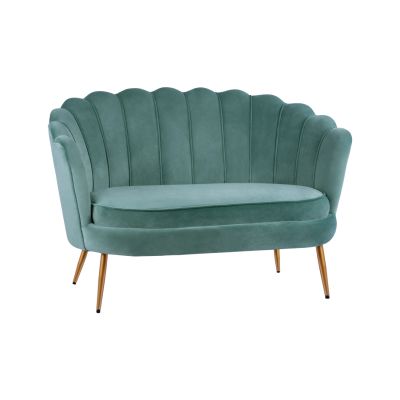 Диван 2 места Coquille HM8627.07 от фъстъчен цвят със златни крака 130x77x83см