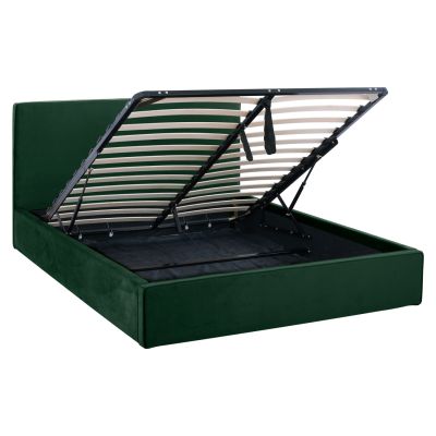 DOUBLE BED WITH MATTRESS ALLIE HM21273.03 CYPRESS GREEN VELVET WITH STORAGE SPACE--FOR 160x200cm.