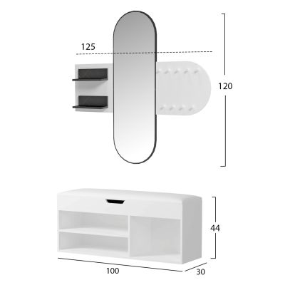 ENTRANCE SET 2PCS CHERYL HM21276.01 MELAMINE IN WHITE--BLACK MARBLE LOOK