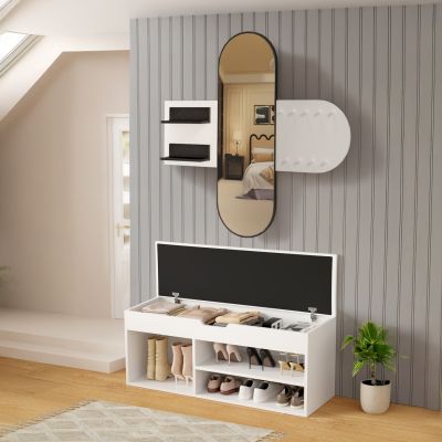 ENTRANCE SET 2PCS CHERYL HM21276.01 MELAMINE IN WHITE--BLACK MARBLE LOOK