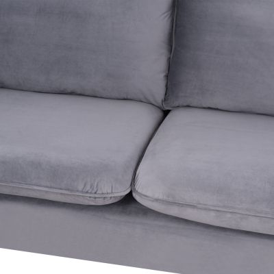 Sofa Karen 3 Seater Grey Velvet & Metallic Chromes Legs HM3136.31 208x81x95 cm