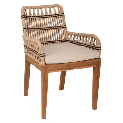 ARMCHAIR STARDOM HM9760.02 TEAK WOOD AND ROPE-NATURAL WITH ANTHRACITE DETAILS COLOR 57x65x83Hcm.