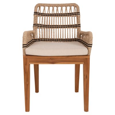ARMCHAIR STARDOM HM9760.02 TEAK WOOD AND ROPE-NATURAL WITH ANTHRACITE DETAILS COLOR 57x65x83Hcm.