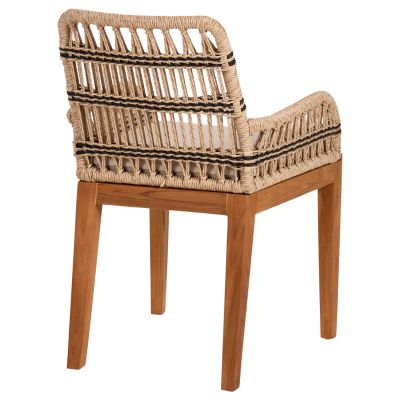 ARMCHAIR STARDOM HM9760.02 TEAK WOOD AND ROPE-NATURAL WITH ANTHRACITE DETAILS COLOR 57x65x83Hcm.